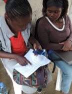 Girl from Mozambique Using Cell Phone